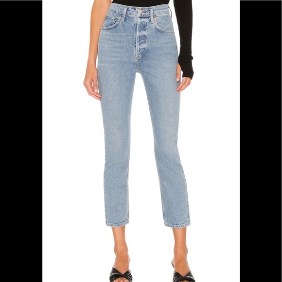 AGOLDE Riley High Rise Straight Crop Ankle Button Fly Size 30 - Picture 2 of 12